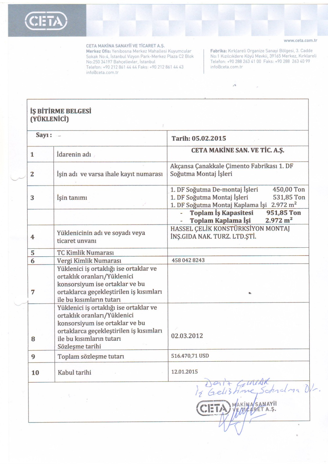 İş Bitirme Belgesi 2
